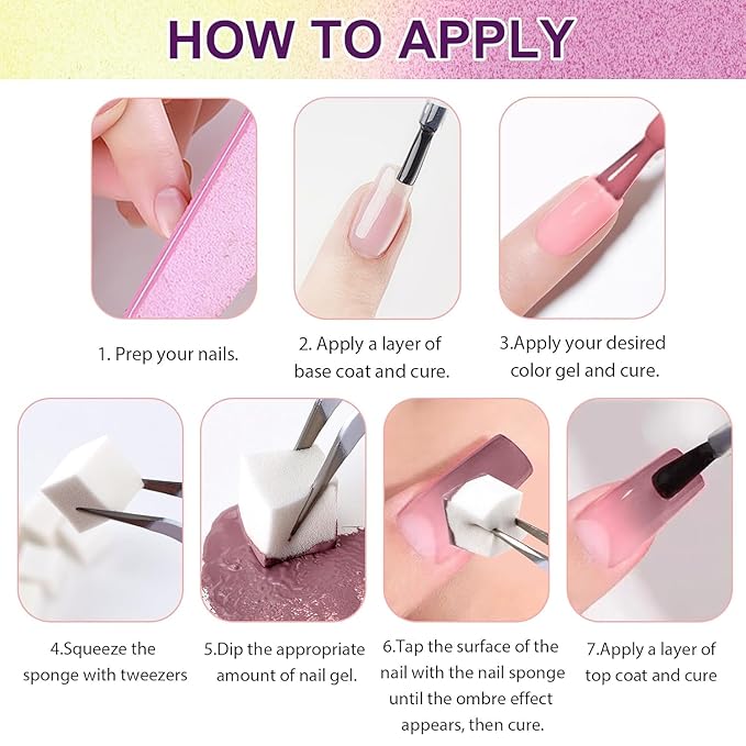 Gradient Painting Gel Set, 24 Nude Almond Black White Bright Colors Ombre Gel Nail Polish for Pigment Pat Nail Gel Kit, Silky Texture, French Manicure DIY Nail Art, No-wipe Soak of UV