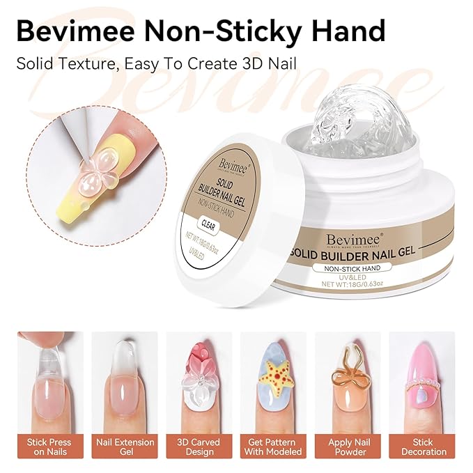 Solid Builder Gel and 15g Rhinestones Glue, Sculpting Gel for Nail Art Clear Non-Stick Hand For Modeling, Sculpture, Nails Extension UV/Led Manicure DIY At Home