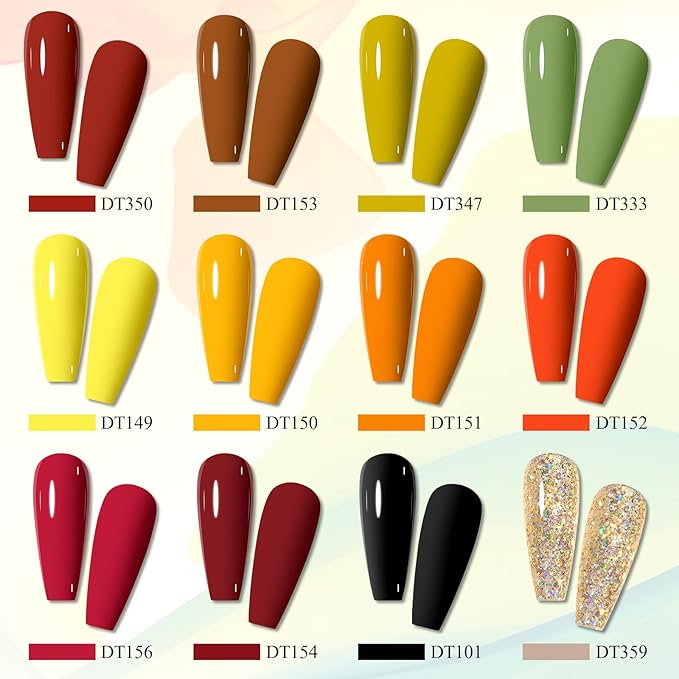 MEET ACROSS 12pcs Gel Nail Polish Set,Soak Off UV LED Lamp Gel Nail Polish Kit,Fashion Shimmer Nail Art Design Gifts for Women Manicure Salon (Brown Series)