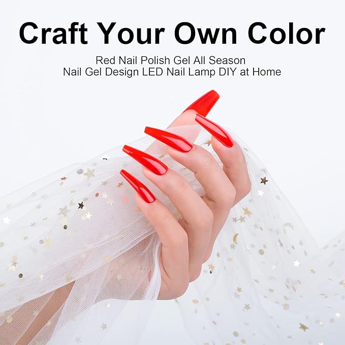 Imtiti Red Gel Nail Polish, 0.5 fl oz Neon Color Soak Off Polish for Nail Art Manicure Salon DIY Lamp Design Easter Decoration