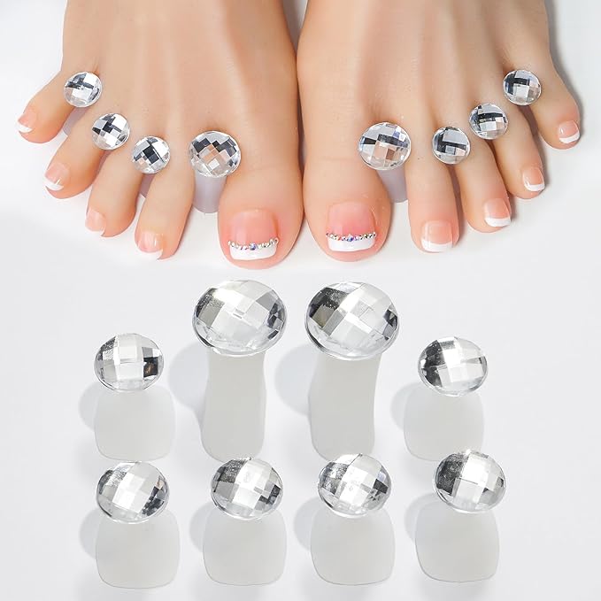 8pcs Toe Separator for Nail Polish Pedicure, Silicone Toe Spacers for Feet, Stretchers, Spreaders, Polish Guards(Round Diamond)