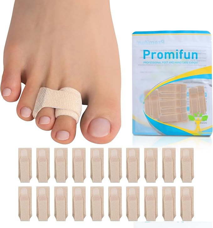 20 Pack Fabric Hammer Toe Corrector, Reusable Broken Toe Protectors Taped Wraps, Hammertoe Straightener, Toe Splint for Broken Toe, Crooked Toes, Bent Toes （Brown+20S）