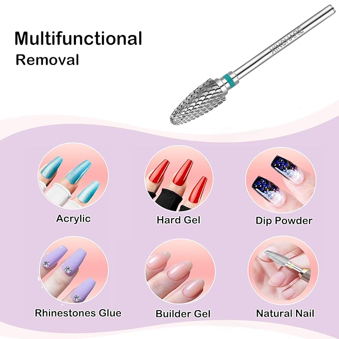 Nail Drill Bits 3/32" Carbide Professional Safety Tungsten Nail File Cone Drill Bit for Acrylic Nail Gel Cuticle cleaner Manicure Pedicure Nail Polishing, Beginner Salon, Coarse