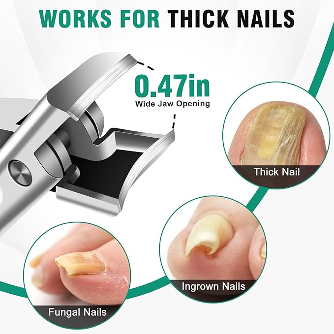 Nail Clippers for Men with Catcher, Large Wide Opening Toenail Clippers for Seniors Thick Toenails, Heavy Duty Sharp Stainless Steel Toe Nail Clippers with Long Handle Gifts for Men Women