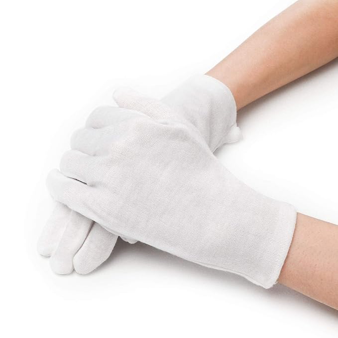 White Gloves Women, 10 Pairs Photo Handling Gloves, Reusable Soft Work Gloves Liners Protective Gloves for Handling Art Film Archival, Coin Jewelry Silver Inspection
