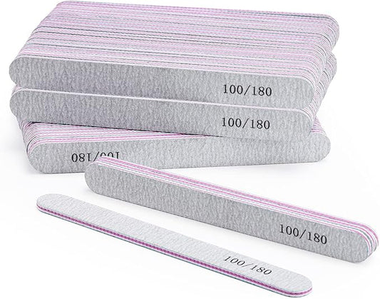 BTYMS 75Pcs Nail Files 100/180 Grit Emery Boards Double Sided Nail Buffers for Natural Nails and Acrylic Nails