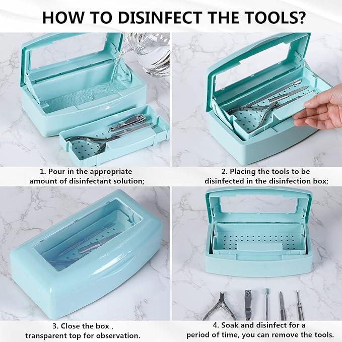 Plastic Sterilizing Tray,Sterilization Box,Nail Art Tool Sterilizer Tray, Sterilizer Tray Box Nail Art Salon Sterilizing Too（Blue）