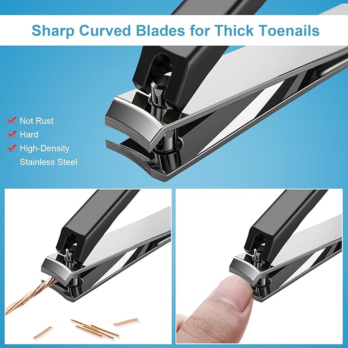Toenail Clipper for Adults, Have Duty Nail Clipper for Ingrown Toenails, Fingernail Clippers for Thick Nails, Seniors, Men, Women, Super Sharp Curved Blade Grooming Tool