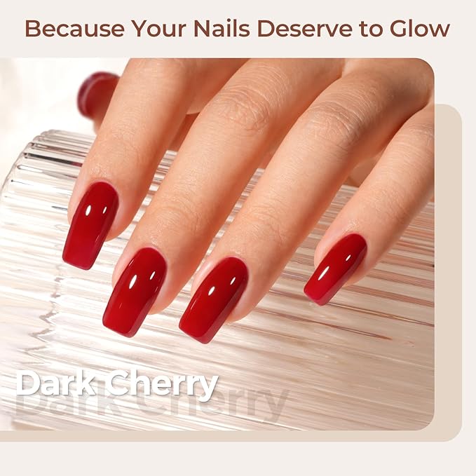 AILLSA Cherry Red Gel Nail Polish Burgundy Dark Nail Polish Blood Color Fall Winter Gels Polish Garnet Carmine Opaque Nails Soak Off U V Gel Polish Manicure Salon at Home 0.51 Fl Oz/GF03
