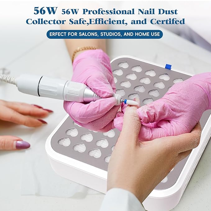Rechargeable Nail Dust Collector - Professional Dust Collector Nail Tech with LED Display, Adjustable Speed, 2 Reusable Filter, and Strainer Panel for Acrylic Nails Polishing Manicure Salon Home