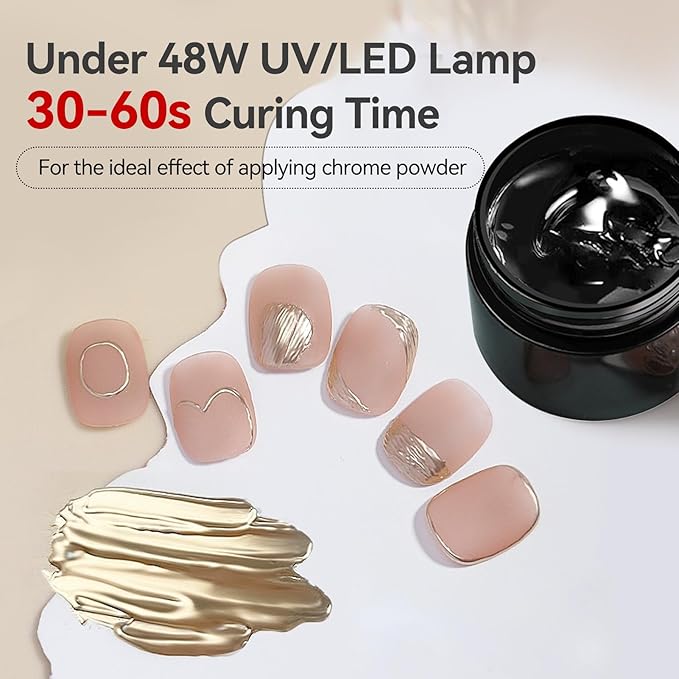 BORN PRETTY 3D Sculpting Gel for Nail Art,No Wipe Semi-solid Modeling Gel for Rubbing Chrome Nail Powder, Sticking Rhinestones and Nail Stamping