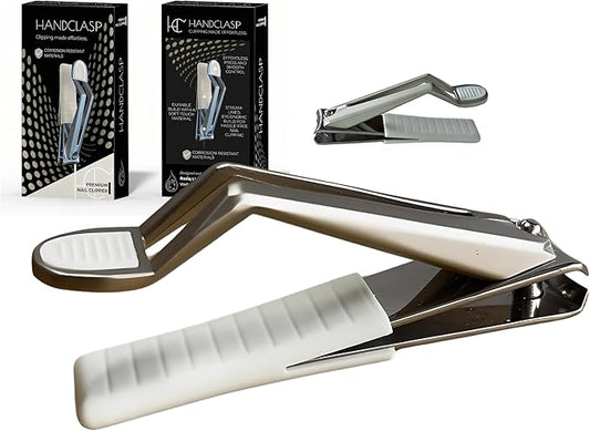 Nail Clippers for Seniors, Fingernails, Special Needs, Thumb Rest for Comfort, Arthritis, Tremors, Ergonomic Grip, Wide Jaw, Premium Stainless Steel, Ultra Sharp Curved Edge, Convenience