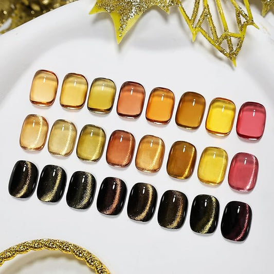 JODSONE 9 PCS Jelly Colors Gel Nail Polish Set with Base Coat Top Coat Warm Calm Stylish Jelly Gel Polish Set for Home DIY Nail Art