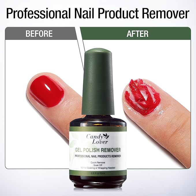 Candy Lover Gel Nail Polish Remover Kit - 2Pcs Gel Remover for Nails with Cuticle Pusher & Cuticle Oil and Nail File, Gel Polish Remover for Nails in 3-5 Minutes,No Need for Foil Soaking Or Wrapping