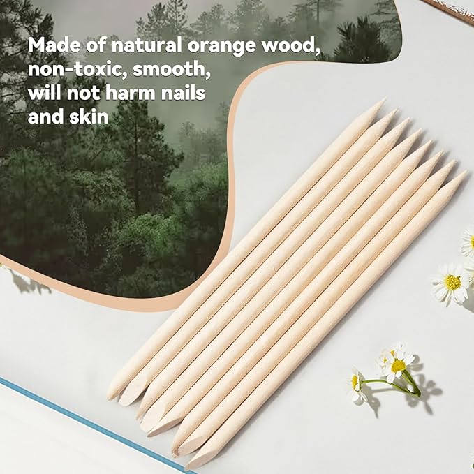 450 Pcs Orange Wood Sticks for Nails, 4.5 Inch Orangewood Nail Swatch Sticks, Wooden Cuticle Pusher Sticks Tools for Manicure & Pedicure, Double Sided, Skin-Safe (450p)