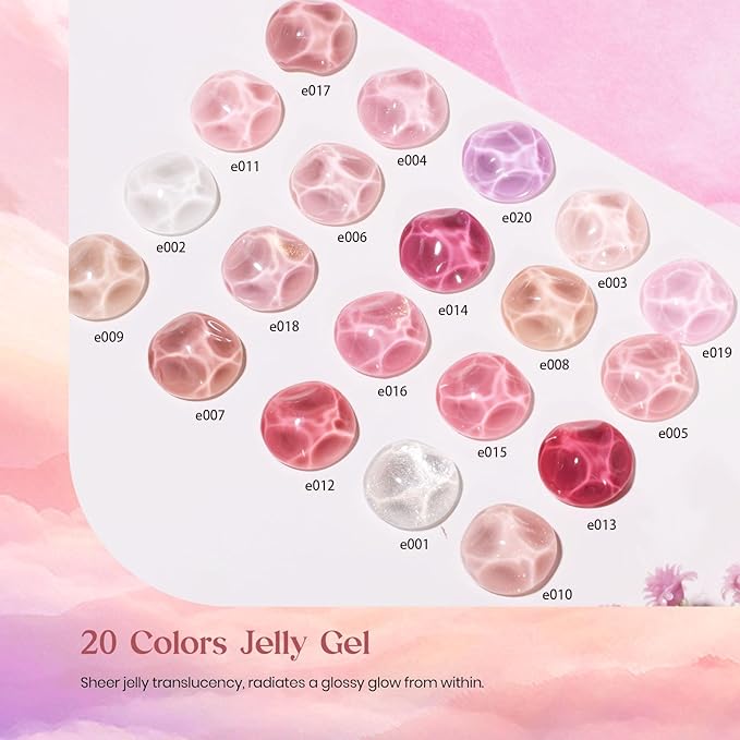 Beetles Nude Pink Gel Nail Polish Set, Nude Paradise Gel Polish Kit 25PCS 20 Colors Jelly Pink Sheer Glitter White Soak Off UV Base Glossy Matte Top Coat Pearls Rhinestones Nail Charms Gift for Women