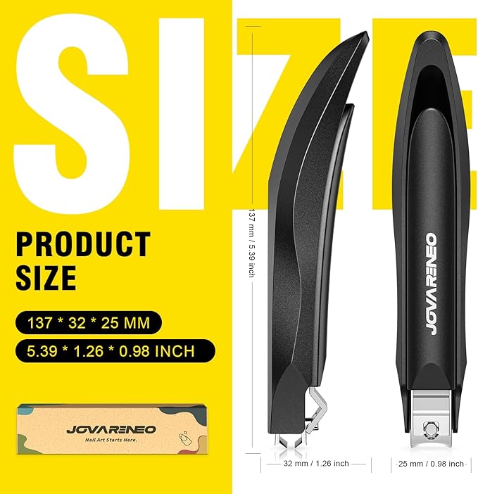 Nail Clippers for Men with Catcher, Anti Splash Self-Collecting Finger Nail Clippers Adult with Ergonomics Long Handle, Heavy Duty Large Toenail Clippers for Thick Nails for Seniors Nail Cutter