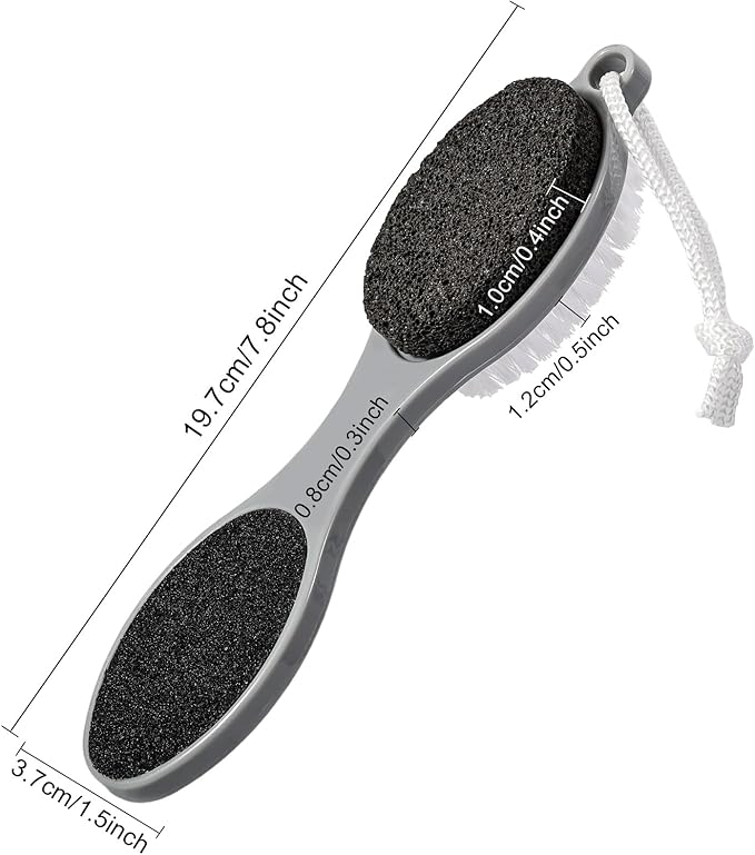 Pumice Stone Brush for Feet 4 in 1, Foot File Callus Remover, Foot Rasp and Sand Paper Pedicure Tools with Handle, Shower Foot Scrubber, Soft Smooth Feet for Home Foot Care,4 Pack