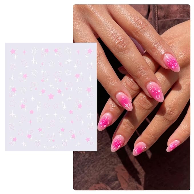 Nail Art Stickers Decals Self-Adhesive,3D Self-Adhesive Stars Nail Supplies Accessories for Women Nail Art Design Decoration