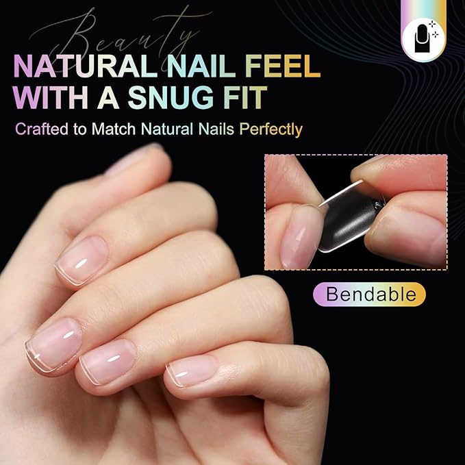 Extra Short Square Nail Tips Short Soft Gel Nail Tips 240Pcs Fake Nails Pre-Shaped Half Matte Acrylic Full Cover Clear Pre Etched Nails for Nail Extension Manicure Home DIY Salon 12 Sizes