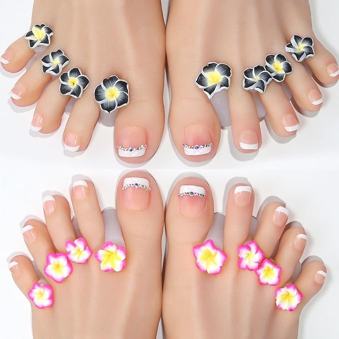 32 Pieces Toe Separators Silicone Flower Toe Separators for Pedicure Colorful Toe Stretcher Nail Polish Art Tools Pedicure Spacers Tools for Nail Salon Toes Dividers (A)