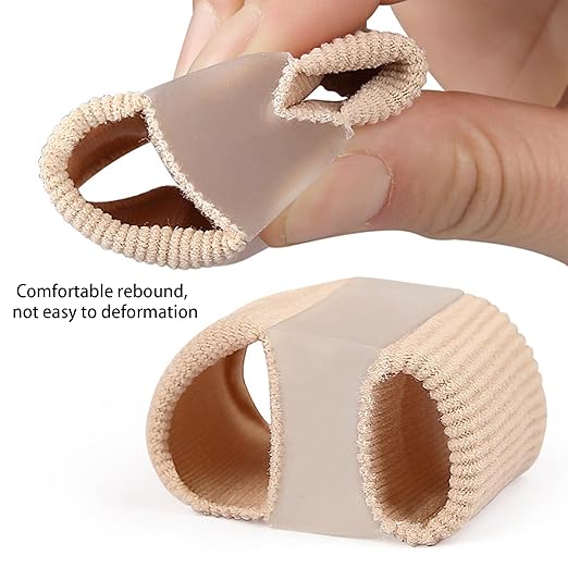 4 Pairs Toe Separator Sleeves, Soft Breathable Big Toe Corrector with Gel Toes Spacer Cushion, Crooked Hammer Toes Overlapping Toes Straightener Sleeves for Big Toe Alignment Bunion Relief（S）