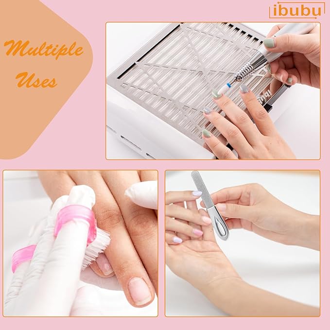 Nail Dust Collector Machine Electric Strong Suction Nail Dust Vacuum Cleaner Nail Salon Dust Extractor Acrylic Nail Powder Dust Collector Vacuum Fan with Multiple Tool Kits for Nails White