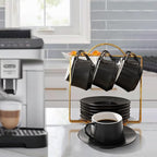 Lareina 7-Ounce Porcelain Cappuccino Cups Set of 6, Stackable Coffee Cups - Image 4