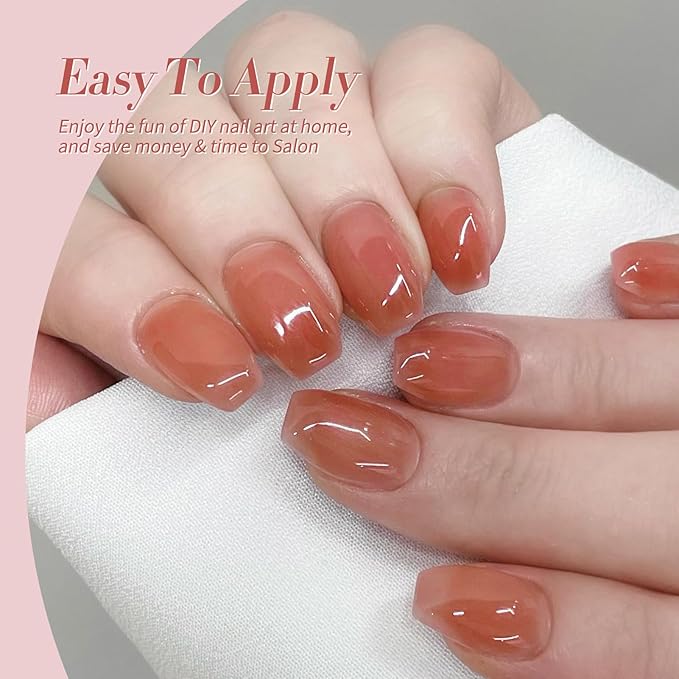 Born Pretty Jelly Burgundy Gel Nail Polish Fall Winter Blood Wine Red Nude Pink Gel Polish Sheer Transparent Halloween Gel Polish Kit Wild Rose for Salon Manicure and Nail Art DIY at Home 6Colors