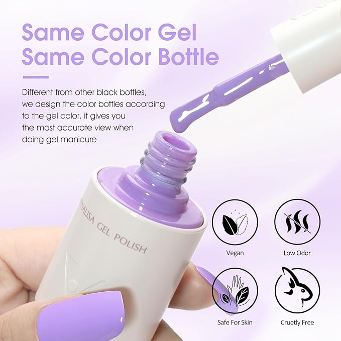 VENALISA Gel Nail Polish Set, 5 Colors 10ML Gel Polish Kit Purple Coral Pink Orange Color Soak Off Salon Manicure DIY at Home Nail Art For Girls Women