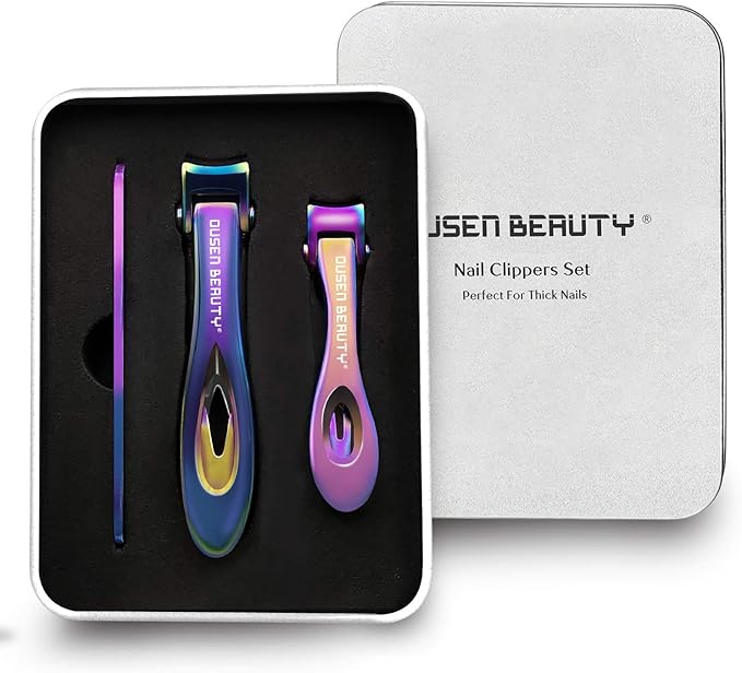 Nail Clippers for Thick Nails, Extra Wide Jaw Opening Nail Cutter for Thick Toenails, Stainless Steel Finger & Toe Nail Clipper with Nail File 3 Pcs Set for Seniors & Adult & Men & Women