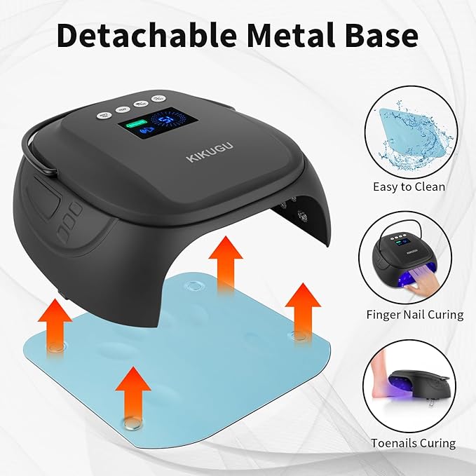 Cordless UV LED Nail Lamp,126W Rechargeable Nail Dryer for Gel Nails,Fast Curing Lamp Manicure,Pedicure,Ideal for Nail Salon(Black)