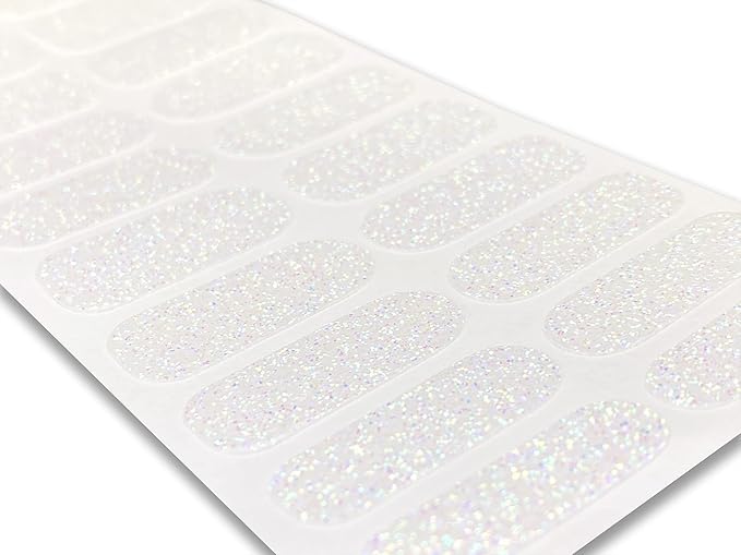 | 20 Exquisite Gel Nail Polish Strips w/Application Accessories - No UV/LED Lamp Required (Clear & Glitter)