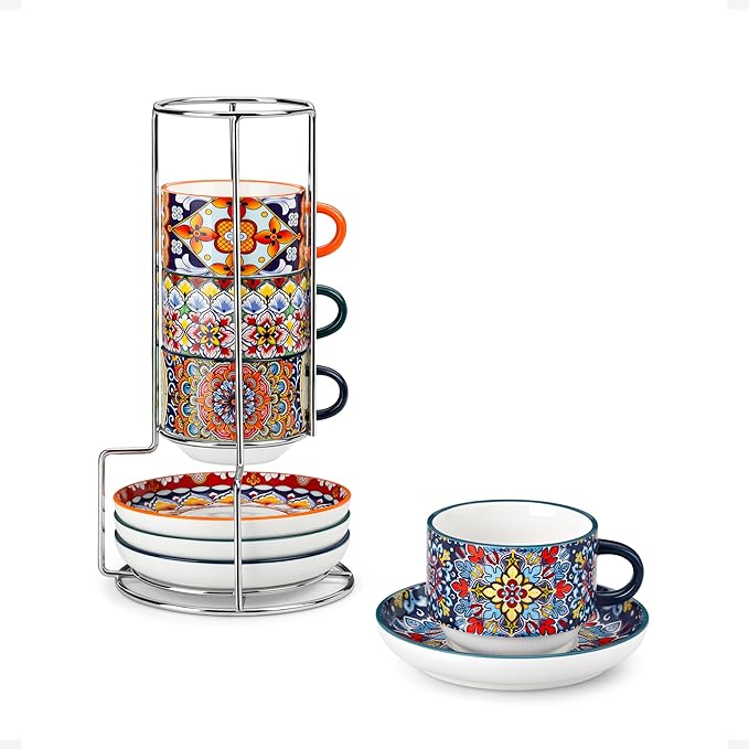 vancasso 2.5 Oz Stackable Espresso Cup Set of 4, Ceramic by vancasso