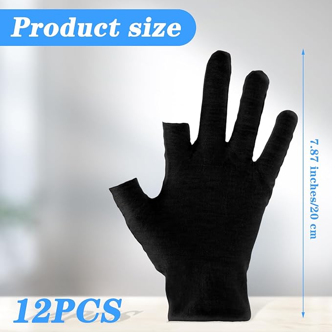 6 Pairs Moisturizing Cotton Gloves Touchscreen Overnight Sleeping Gloves Lightweight Nighttime Lotion Gloves for Bedtime Dry Hand Therapy Sensitive Irritated Skin SPA (Black)