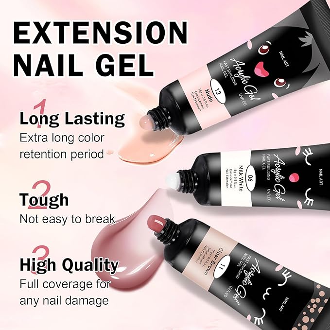 Poly Nail Gel Kit,10PCS Nude Poly gel Nail Kit Starter Kit,Kit De Poly gel Para Uñas Completo,with Slip Solution Dual Nail forms - Set B（Nude）