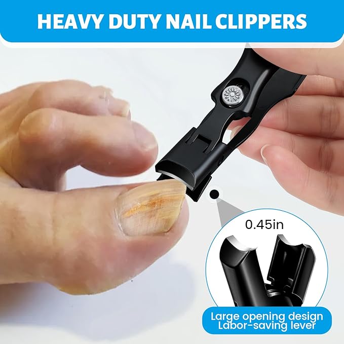 Lux German Nail Clippers Grip for Men Women, Black Portable Ultra Sharp Nail Clippers with Catcher File, No Splash Nail Clippers for Seniors Thick Ingrown Toenails, Professional Fingernail Clipper Set