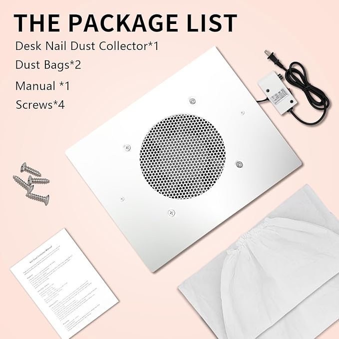 BLUETOP Nail Dust Collector 60W Nail Vacuum Cleaner Table Embedded Dust Extractor Vacuum Professional Built in Desktop Nail Dust Collector Quiet Nail Fan Low Noise for Nail Salon Home