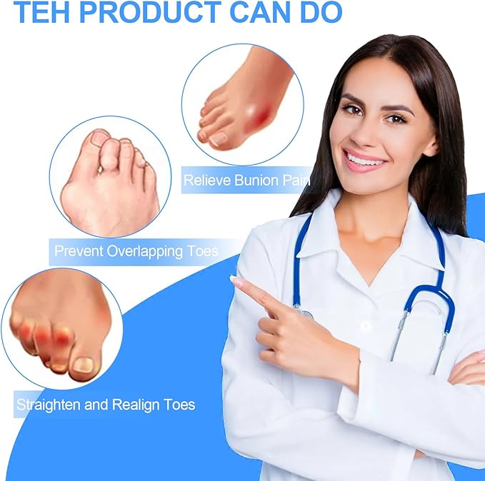 Hammer Toe Corrector, 6 Pack Toe Spacers, Toe Straighteners for Curled Toes, Bunion Corrector for Preventing Rubbing & Relieve Pressure (Medium)