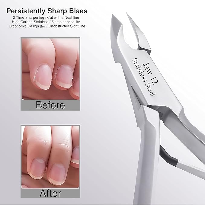 UM Supplies Cuticle Trimmer | Hangnail Remover | Extremely Sharp | Professional Cuticle Nippers | Stainless Steel | Cuticle clippers | Pedicure Manicure Tool I Jaw12 (4mm)