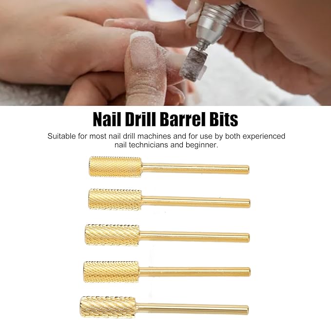 Nail Drill Bits Set, 5PCS Nail Drill Small Bits Sets Polishing Nail Tungsten Steel Drill Bits Manicure Pedicure Grinding Tool Electric Nail Polish Grinder Accessory