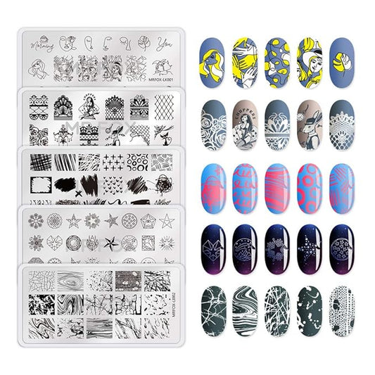 Mr. Fox Nail Print Board Set Graffiti Star Marble Pattern Bark Pattern Lace Abstract Pattern Art DIY hot Stamping Template