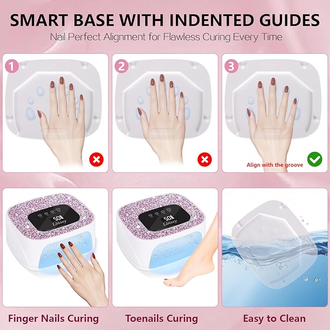 Rechargeable UV/LED Nail Lamp with Auto Sensor, Portable Cordless Gel Nail Dryer Light 4 Timings & Diamond LCD Screen, UV Light for Gel Nails at Home Salon