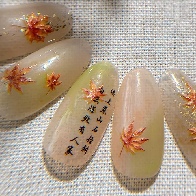 2 Sheets Thanksgiving Nail Stickers for Nails Art Autumn Maple Leaf Nail Decals 5D Self-Adhesive Red Gold White Embossed Maple Leaves Nail Supplies Fall Leaf Shiny Manicure Accessories for Women DIY