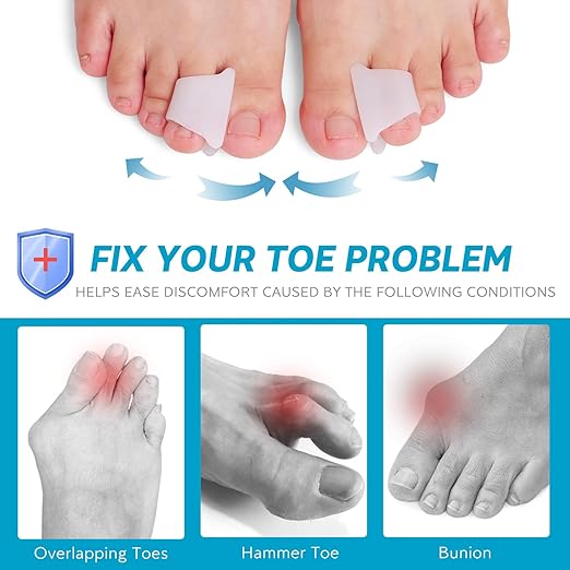 Hammer Toe Straightener Corrector - Toe Spacers Toe Separators for Bunion, Curled Toes, Hammertoes, Toe Corrector Toe Splint for Men and Women,6 Pack (Large Size)
