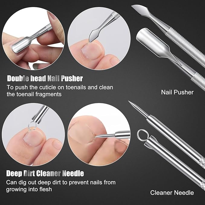 7-Piece Ingrown Toenail Treatment Set, Professional Stainless Steel Ingrown Toenail Removal Kit, Calloused Feet Remover Tool, Manicure Treatment Pedicure Tools for Feet (Under-Nail Clean + Foot Care)