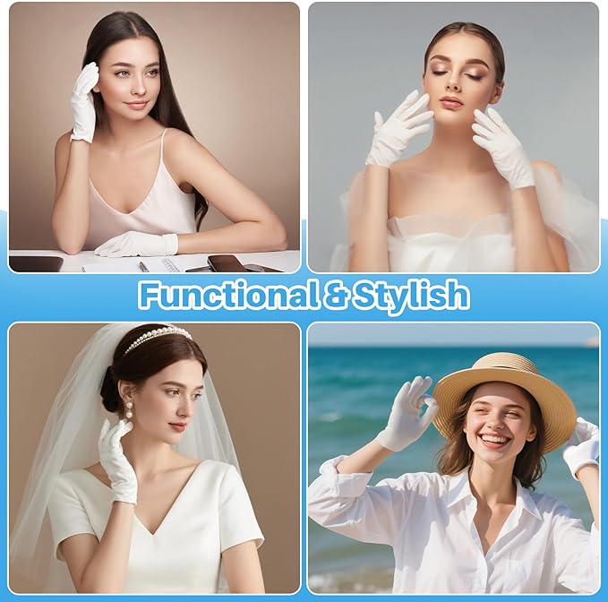 5 Pairs White Cotton Gloves - Breathable Cotton Gloves for Dry Hands Sleeping, Inspection, Coin Handling, Reusable Soft Cloth Glove for Eczema, Spa, Moisturizing Hands, High Elasticity, Women and Men