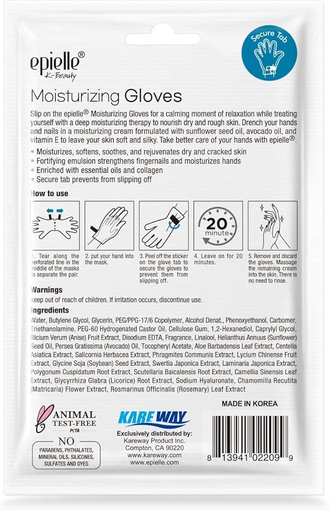 Epielle Hydrating & Moisturizing Hand & Foot Masks 12 Pairs, Relieve and Soften Dry Hands & Cracked Heels with Shea Butter & Sunflower Seed Oil, Korean Skin Care, Spa Set, Self Care Gifts for Women