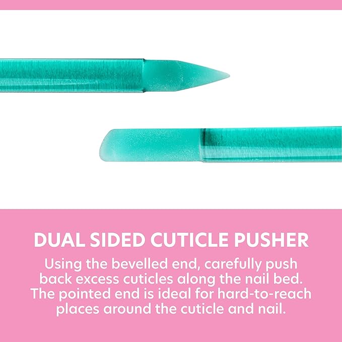 BONA FIDE BEAUTY Czech Glass Nail File and 1-Pieces Cuticle Pusher (Green) Value Set