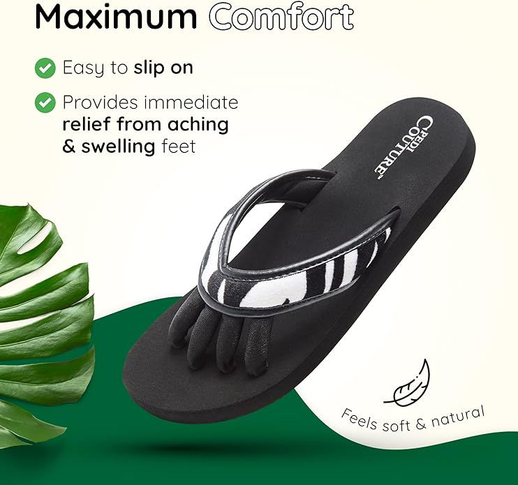 Pedi Couture Pedicure Sandals with Built In Toe Separators for Women - Comfortable Spa Style Flip Flops for Home, Salon, Yoga & Gym Use